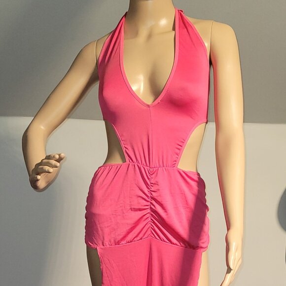 Sexy Women Pink Long Classy Dress Mermaid Club Style Small SL6074 - Picture 1 of 9